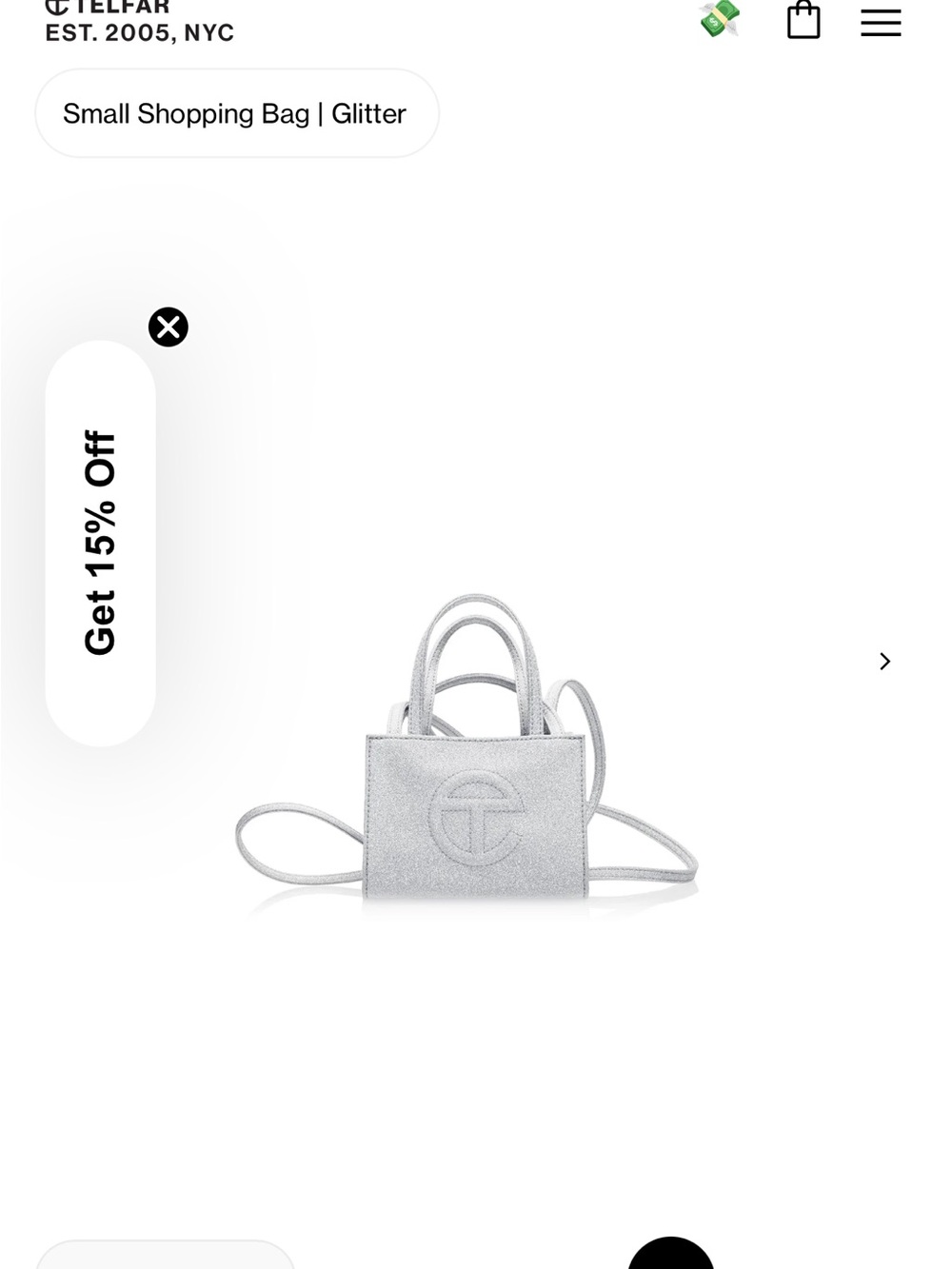 Telfar Small Shopping Bag in Silver Glitter